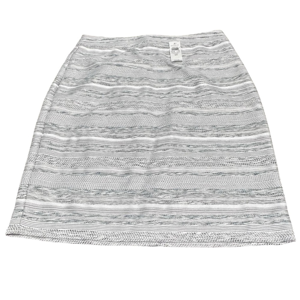 Ann Taylor Factory Textured Stripe Pencil Skirt Size 10 NWT‎ White Gray Blue